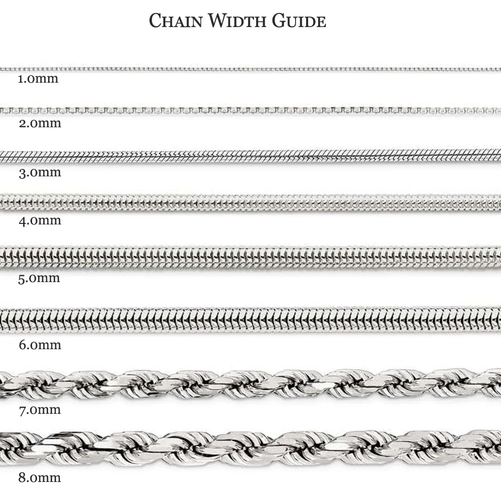 0.8mm, 14k White Gold, Octagonal Snake Chain Anklet or Bracelet