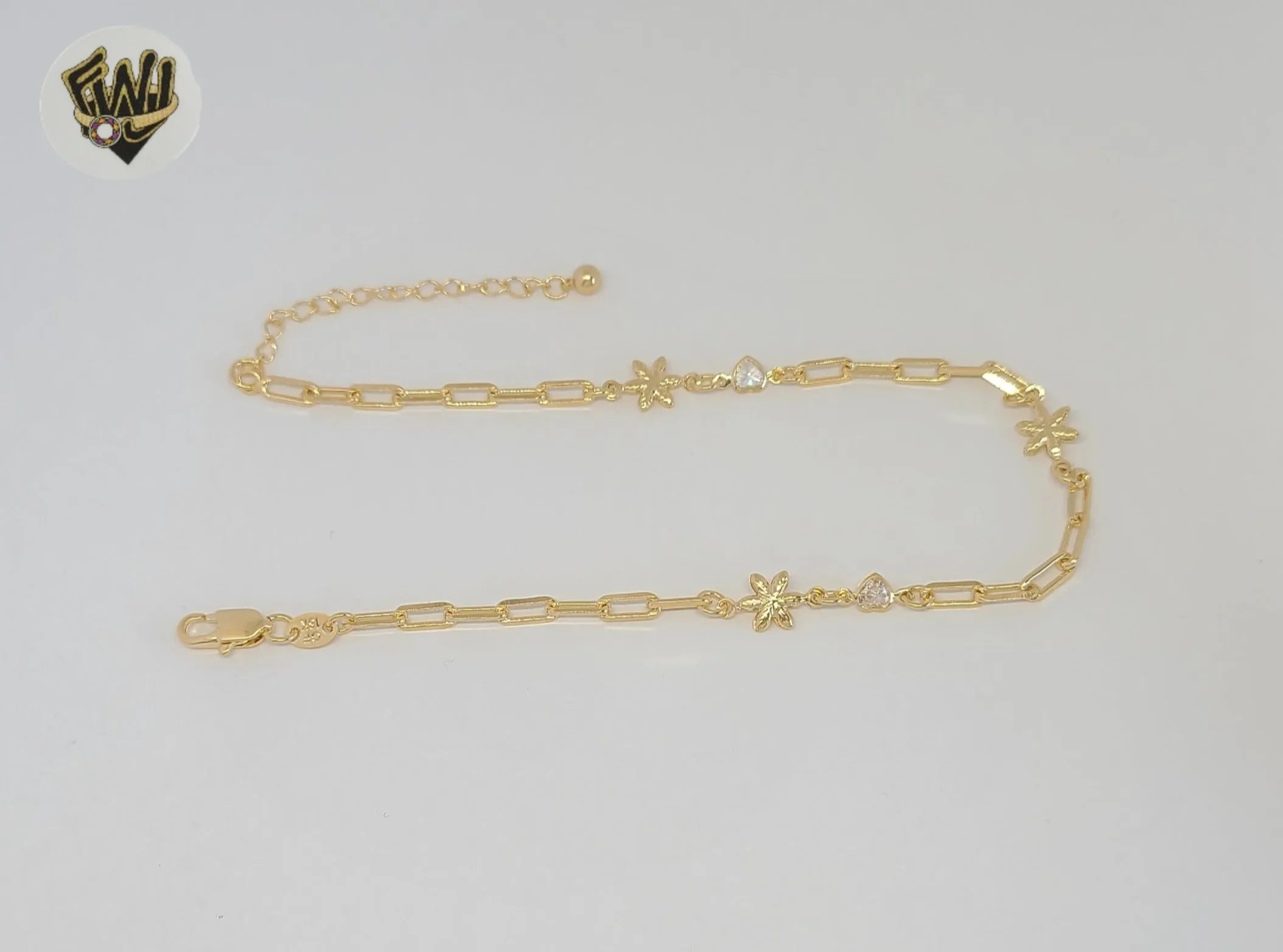 (1-0244) Gold Laminate - 3mm Paper Clip Anklet - 10” - BGF