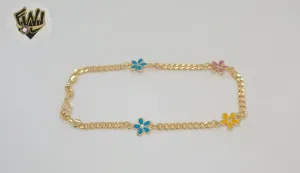 (1-0247) Gold Laminate - 4mm Flower Anklet - 9.5 - BGF