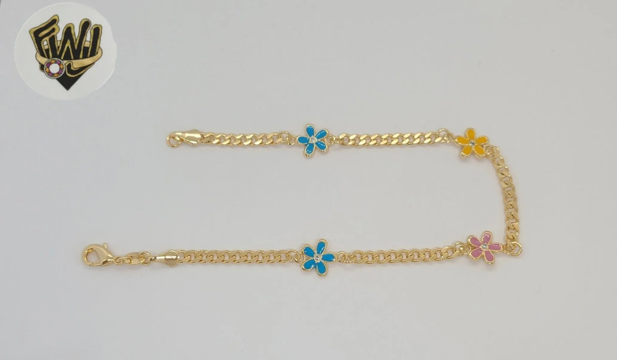 (1-0247) Gold Laminate - 4mm Flower Anklet - 9.5 - BGF