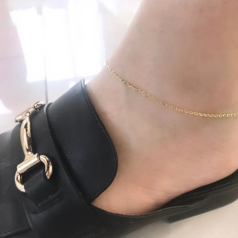 10k Gold Sparkle Link Anklet