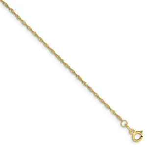 1.1mm, 10k Yellow Gold, Singapore Chain Anklet or Bracelet