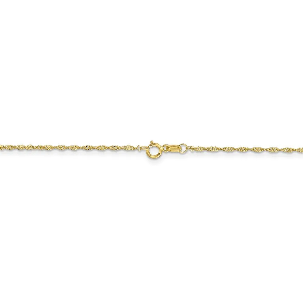 1.1mm, 10k Yellow Gold, Singapore Chain Anklet or Bracelet