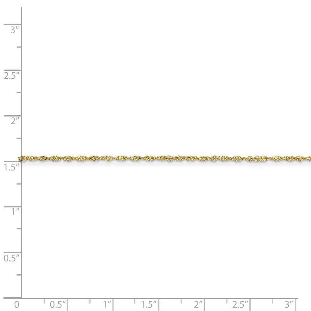 1.1mm, 10k Yellow Gold, Singapore Chain Anklet or Bracelet