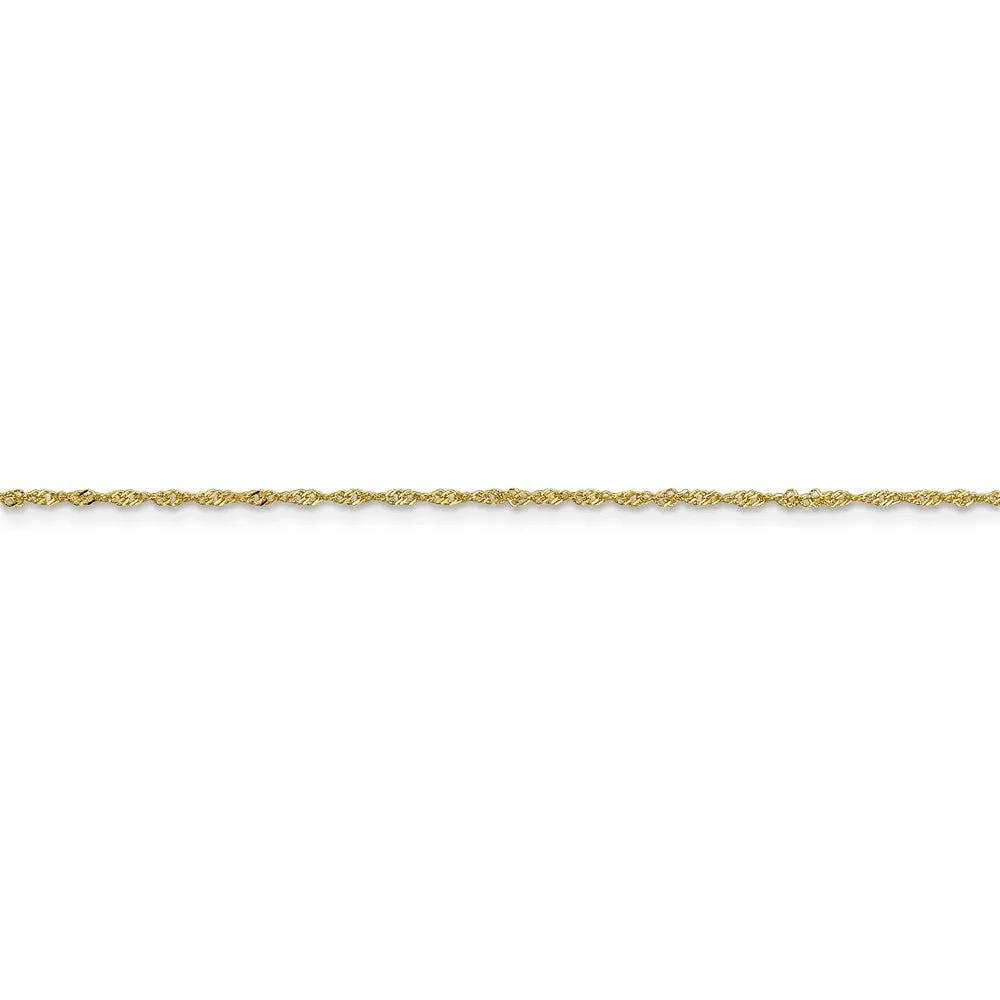 1.1mm, 10k Yellow Gold, Singapore Chain Anklet or Bracelet