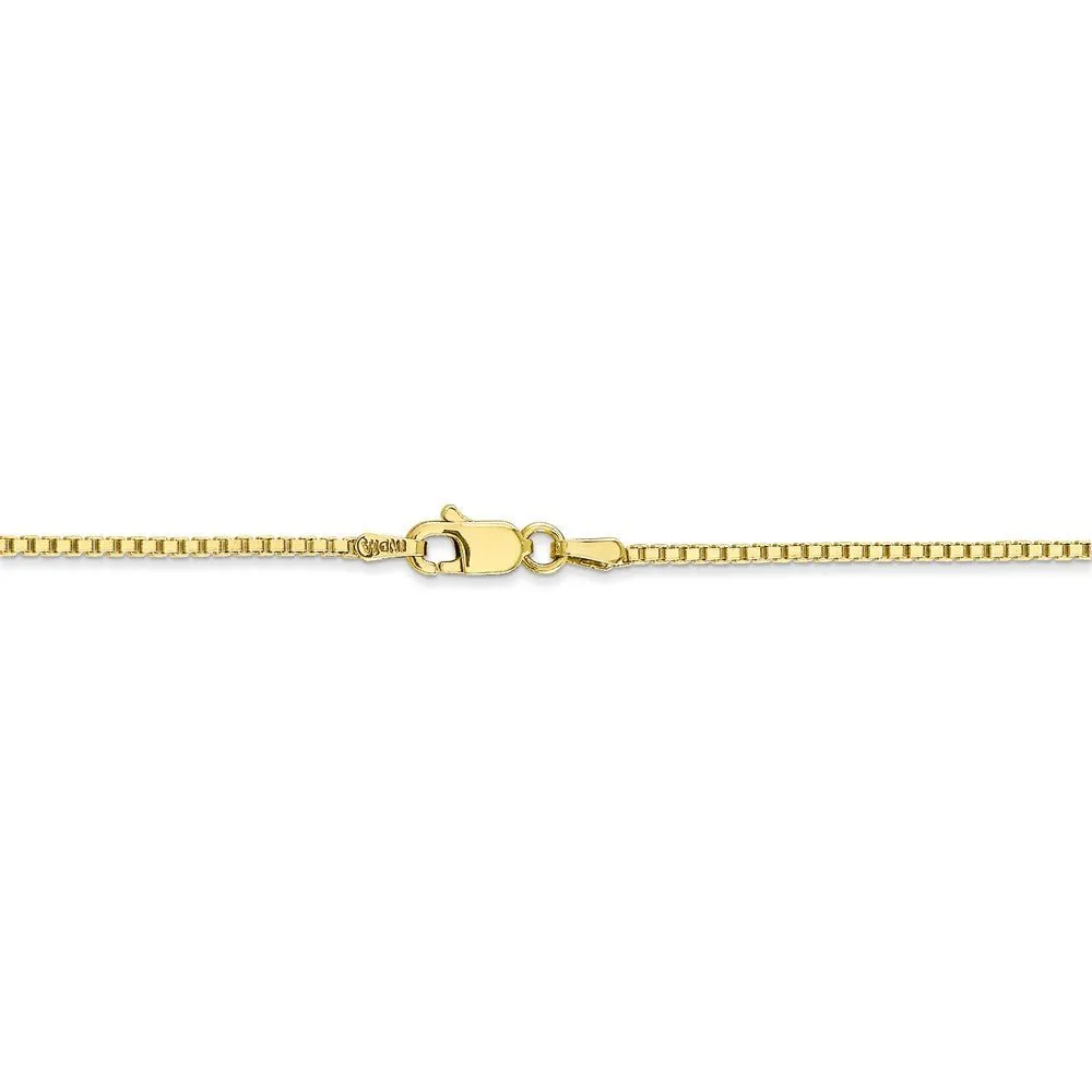 1.25mm, 10k Yellow Gold, Box Chain Anklet, 9 Inch