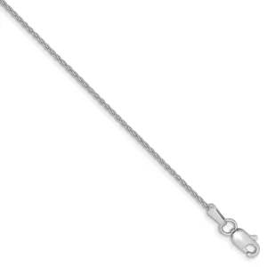 1.2mm, 14k White Gold, Solid Parisian Wheat Chain Anklet