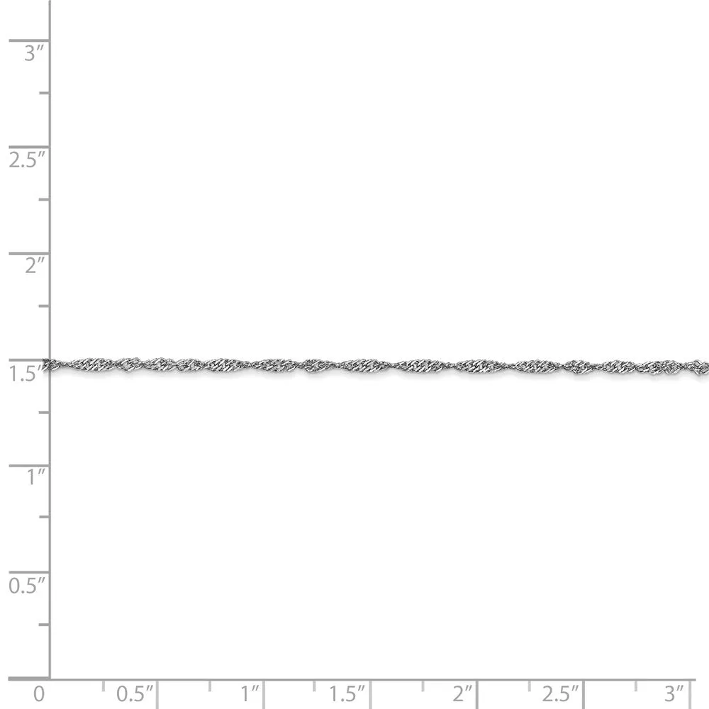 1.4mm, 14k White Gold, Singapore Chain Anklet or Bracelet