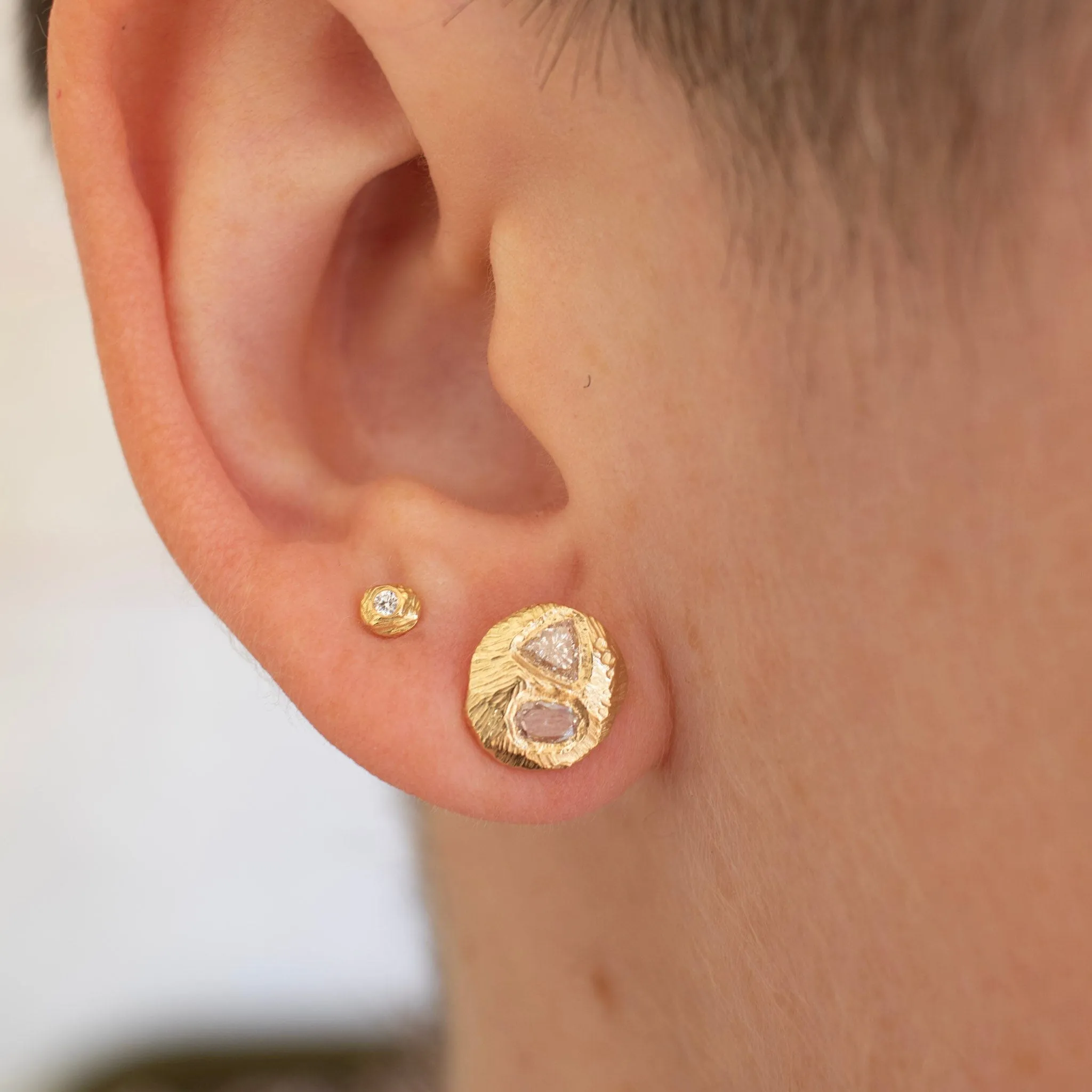 18K Geometric Double Diamond Studs