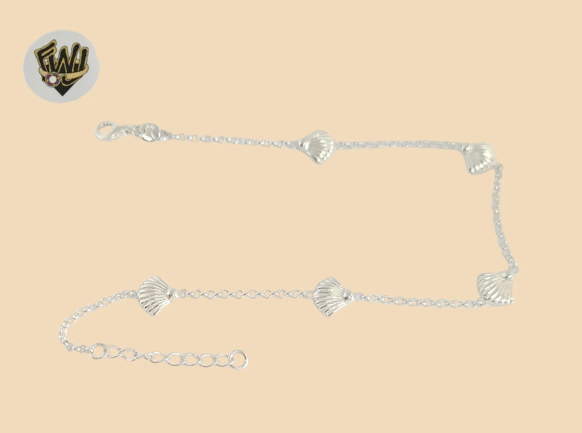 (2-0123) 925 Sterling Silver - 2mm Link Shell Anklet - 9