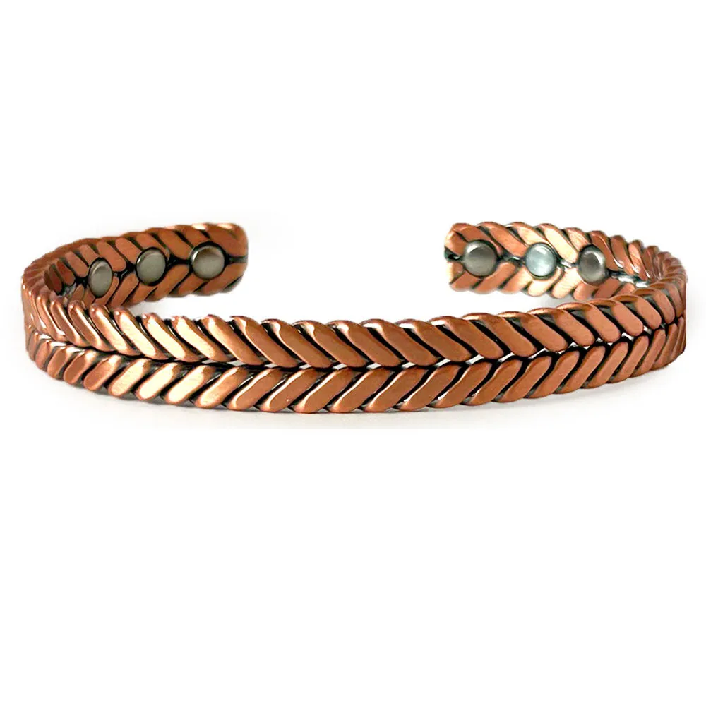 2 Pc Pure Copper Bracelet 6 Powered Magnets Fashion Arthritis Men Women Cuff