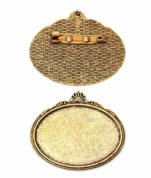 40x30mm Antique Gold HORIZONTAL Brooch Setting with Pin Back 742x
