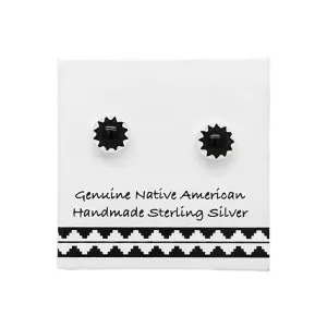 4mm Genuine Black Onyx Stud Earrings, Sterling Silver, Authentic Native American Handmade, Nickel Free