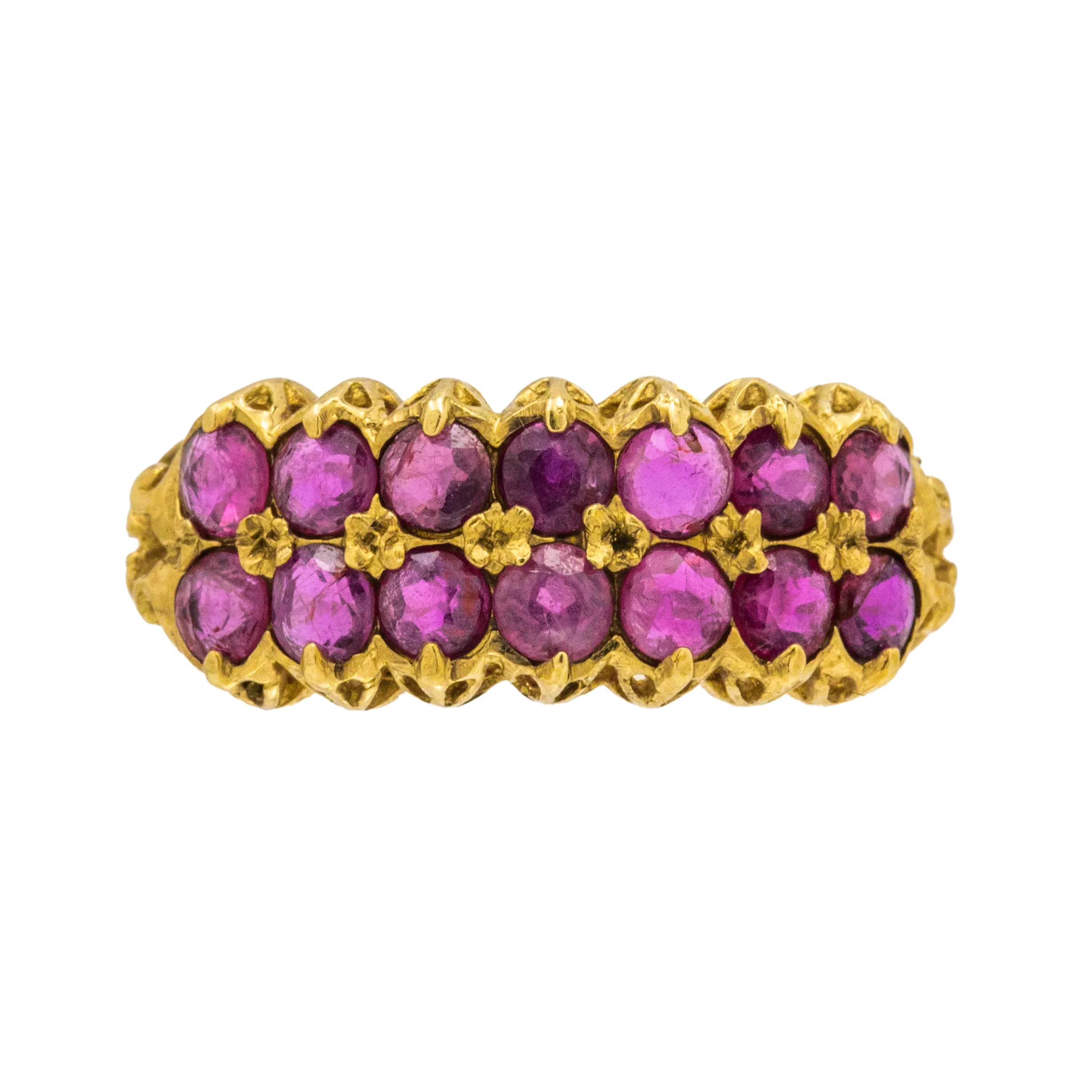 9ct Gold Ruby Double Row Ring, 0.84ct