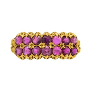 9ct Gold Ruby Double Row Ring, 0.84ct