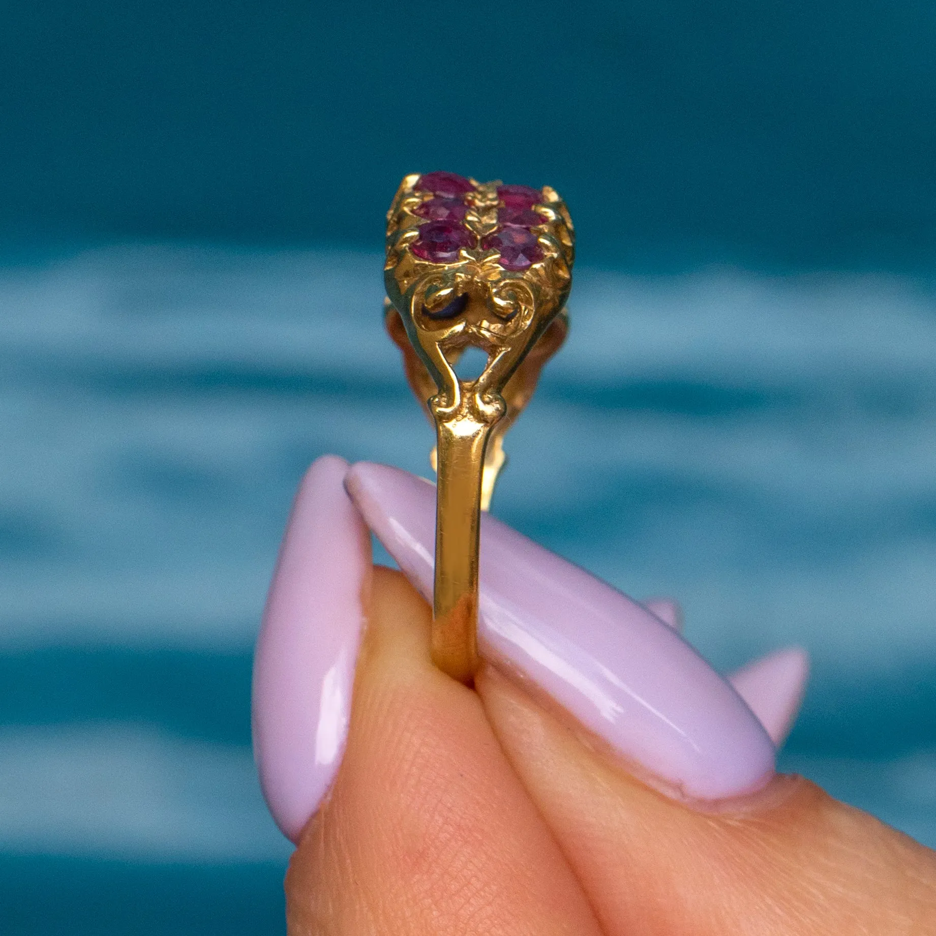 9ct Gold Ruby Double Row Ring, 0.84ct