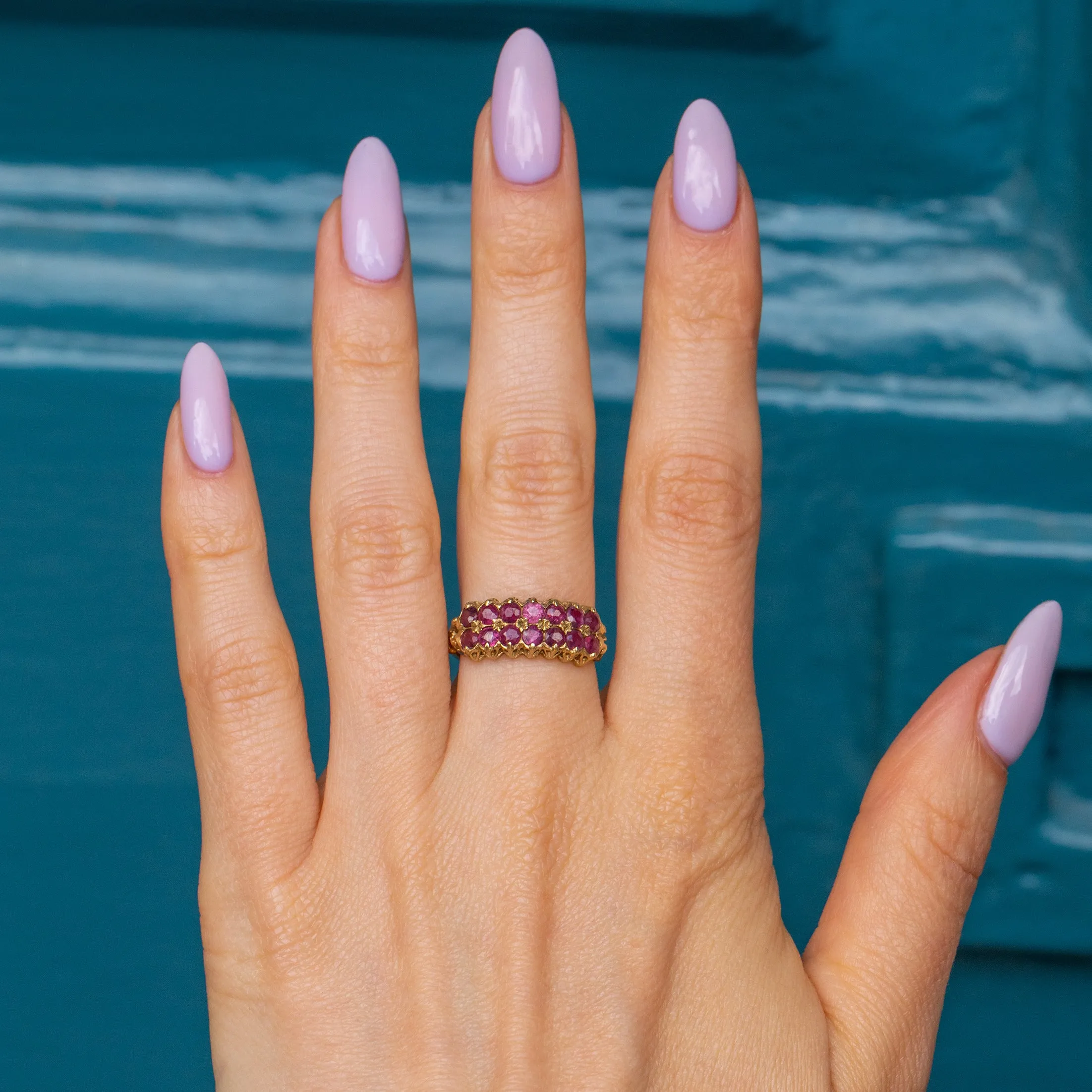 9ct Gold Ruby Double Row Ring, 0.84ct