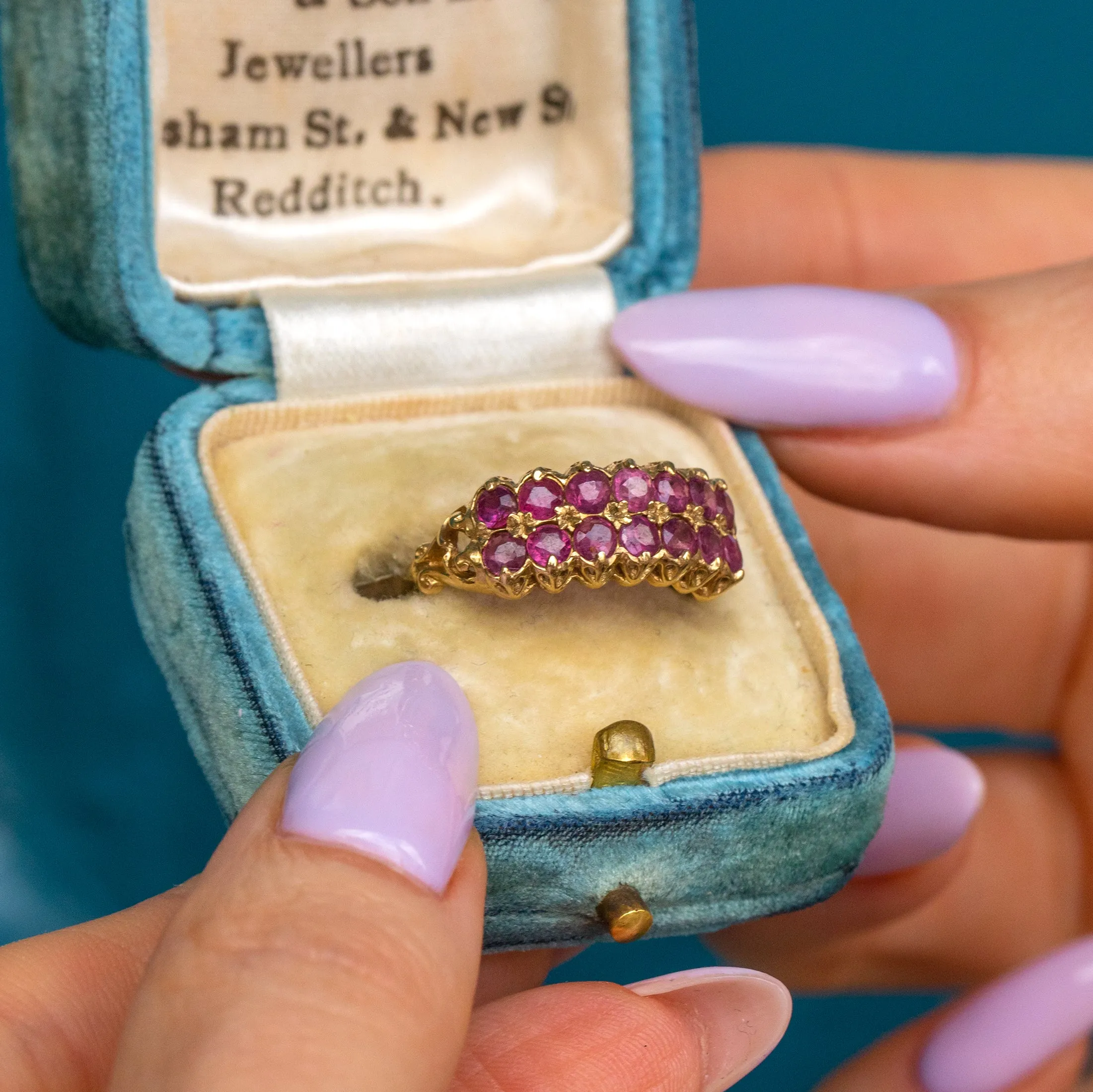 9ct Gold Ruby Double Row Ring, 0.84ct
