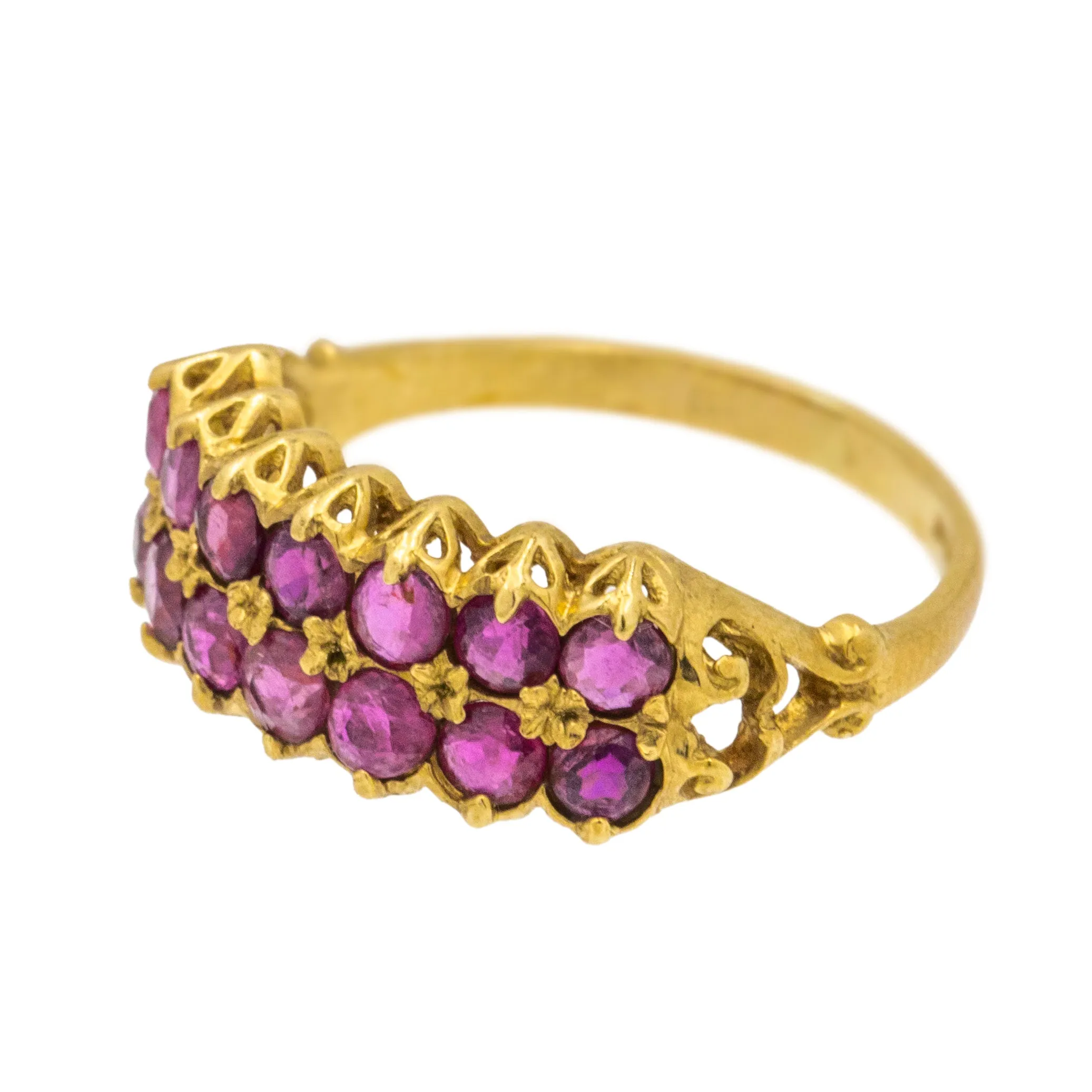 9ct Gold Ruby Double Row Ring, 0.84ct