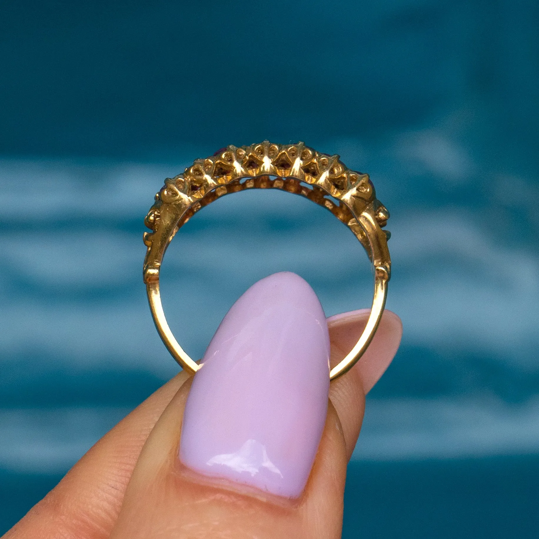9ct Gold Ruby Double Row Ring, 0.84ct