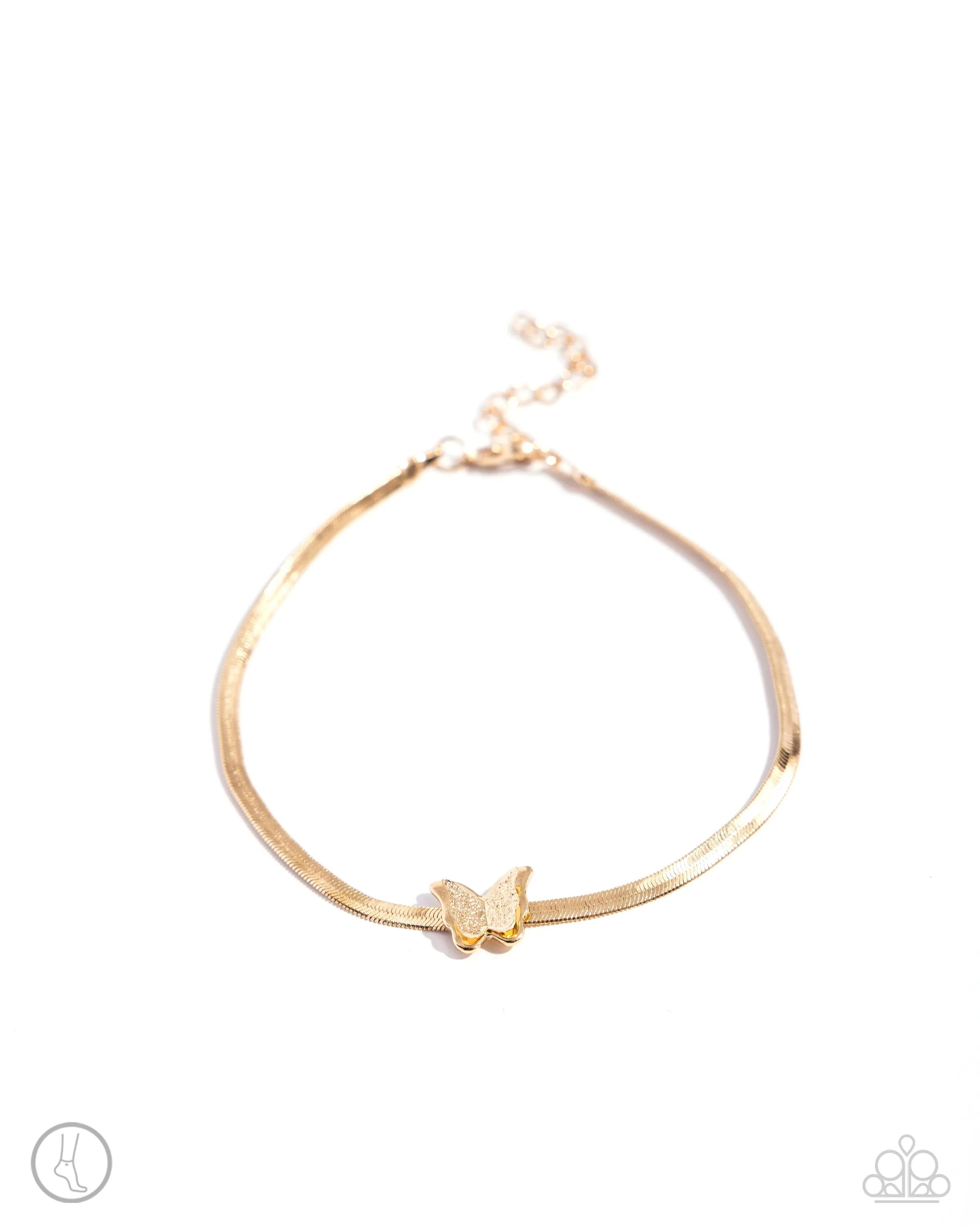 A FLIGHT-ing Chance Gold Butterfly Anklet - Paparazzi Accessories