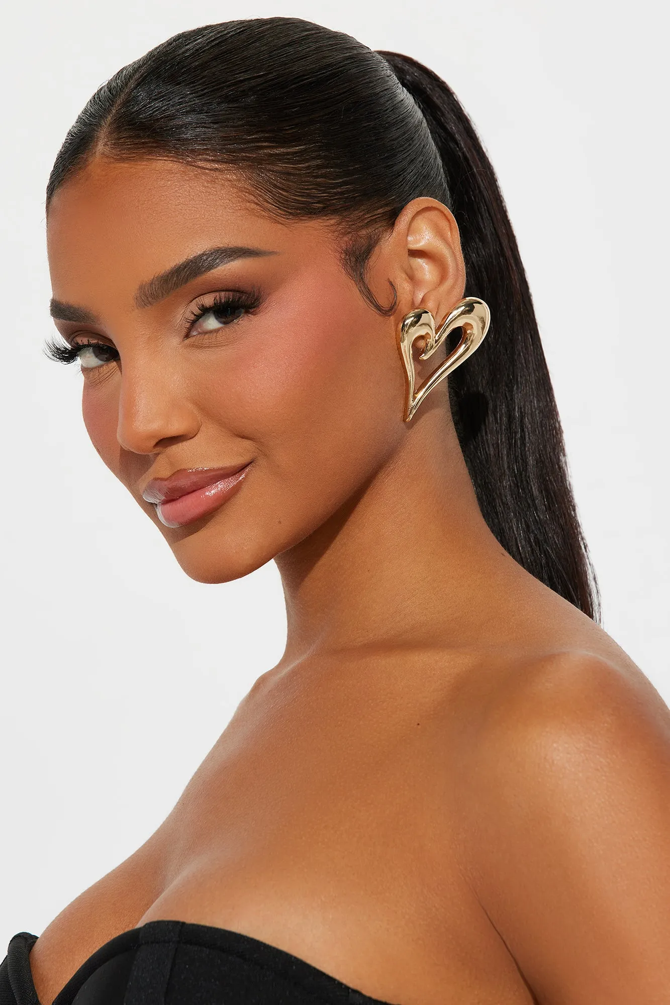 Abstract Heart Studs - Gold