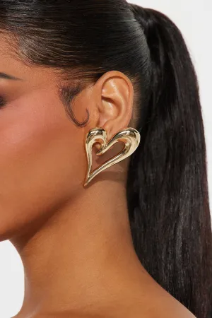 Abstract Heart Studs - Gold