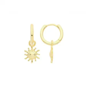 Acotis Silver Hoops Gold Plated With Sun G51278GP