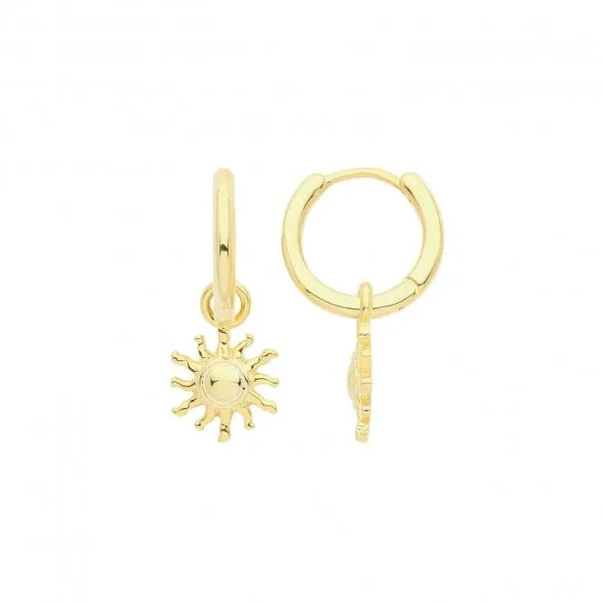 Acotis Silver Hoops Gold Plated With Sun G51278GP