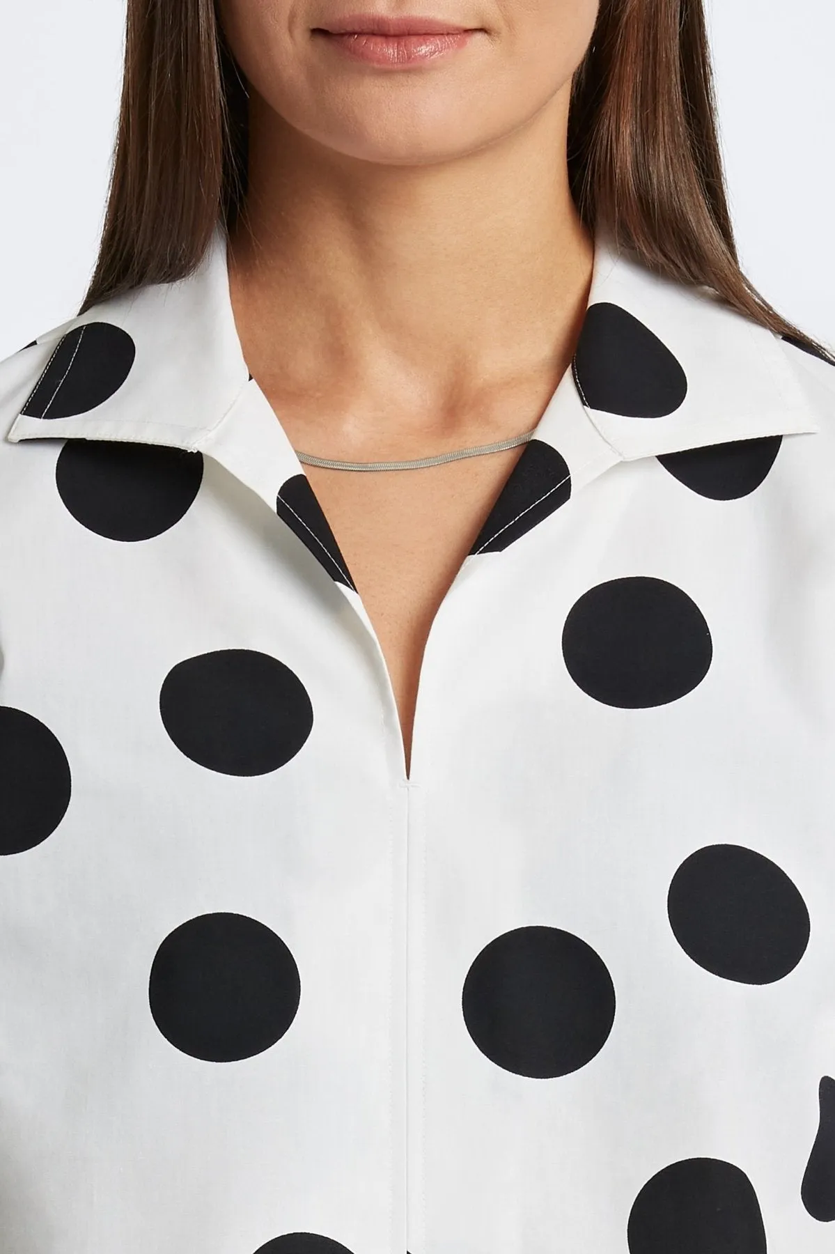 Agnes No Iron Black & White Dot Popover Shirt