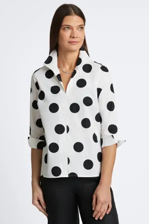 Agnes No Iron Black & White Dot Popover Shirt