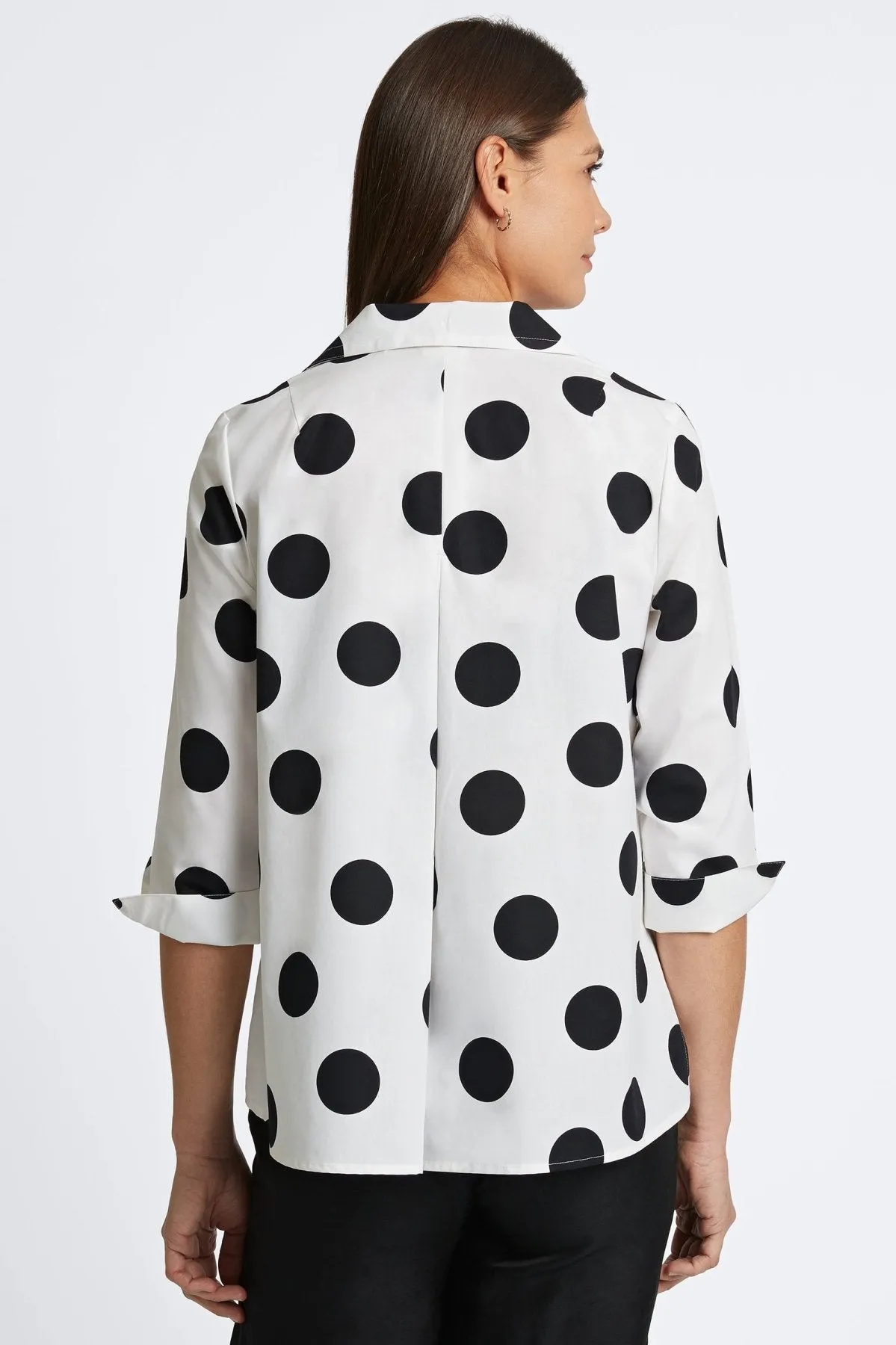 Agnes No Iron Black & White Dot Popover Shirt