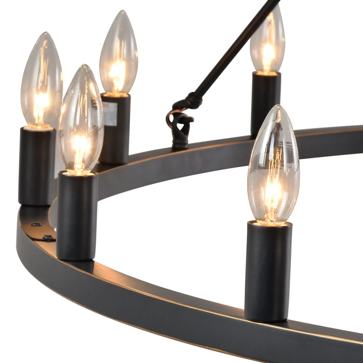 ALVA 16-Light Circular Wagon Wheel Chandelier Bronze E14 Farmhouse Light