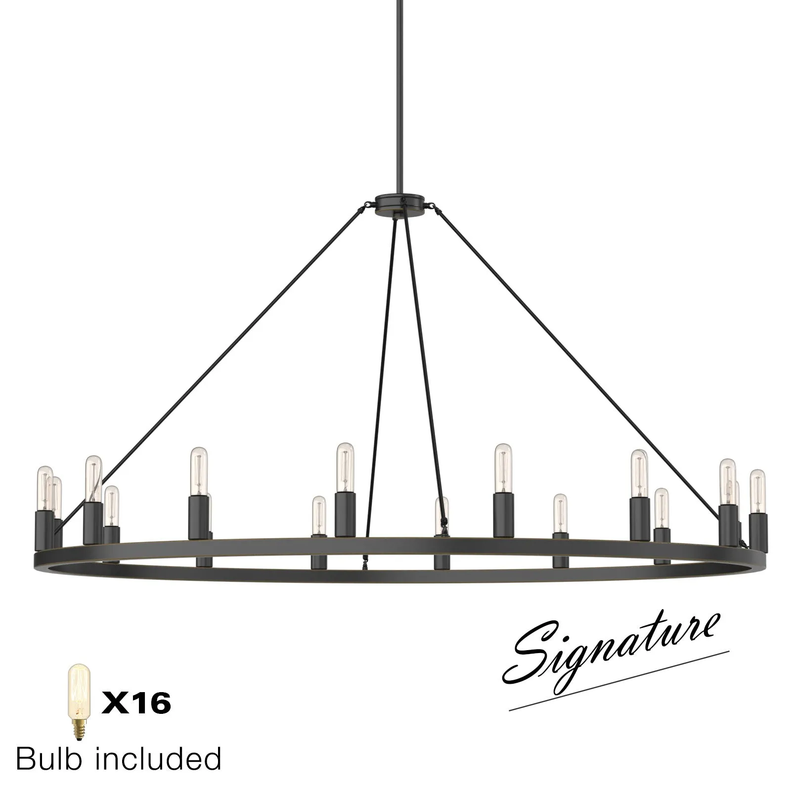 ALVA 16-Light Circular Wagon Wheel Chandelier Bronze E14 Farmhouse Light