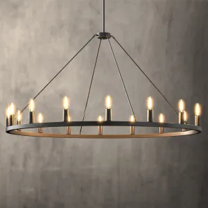 ALVA 16-Light Circular Wagon Wheel Chandelier Bronze E14 Farmhouse Light