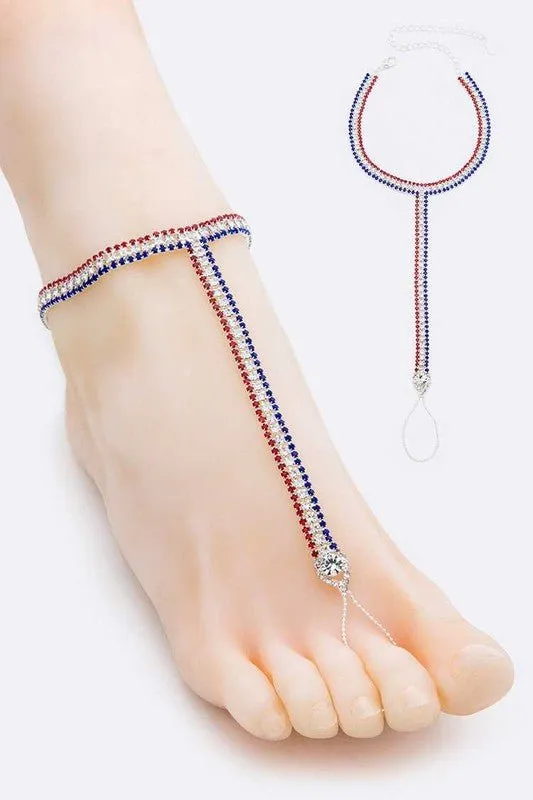 America Rhinestone Anklet