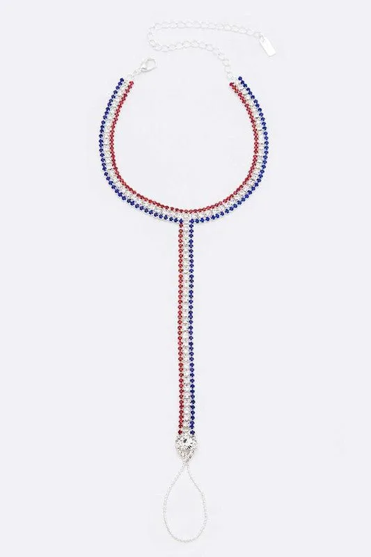 America Rhinestone Anklet