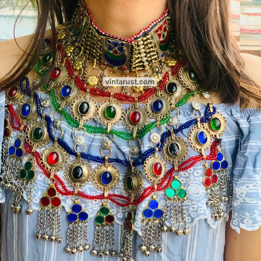Antique Choker Necklace With Motifs and Tassels
