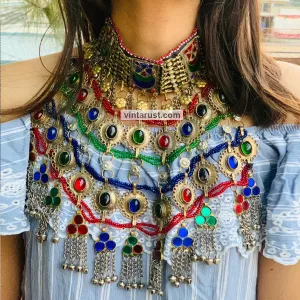 Antique Choker Necklace With Motifs and Tassels