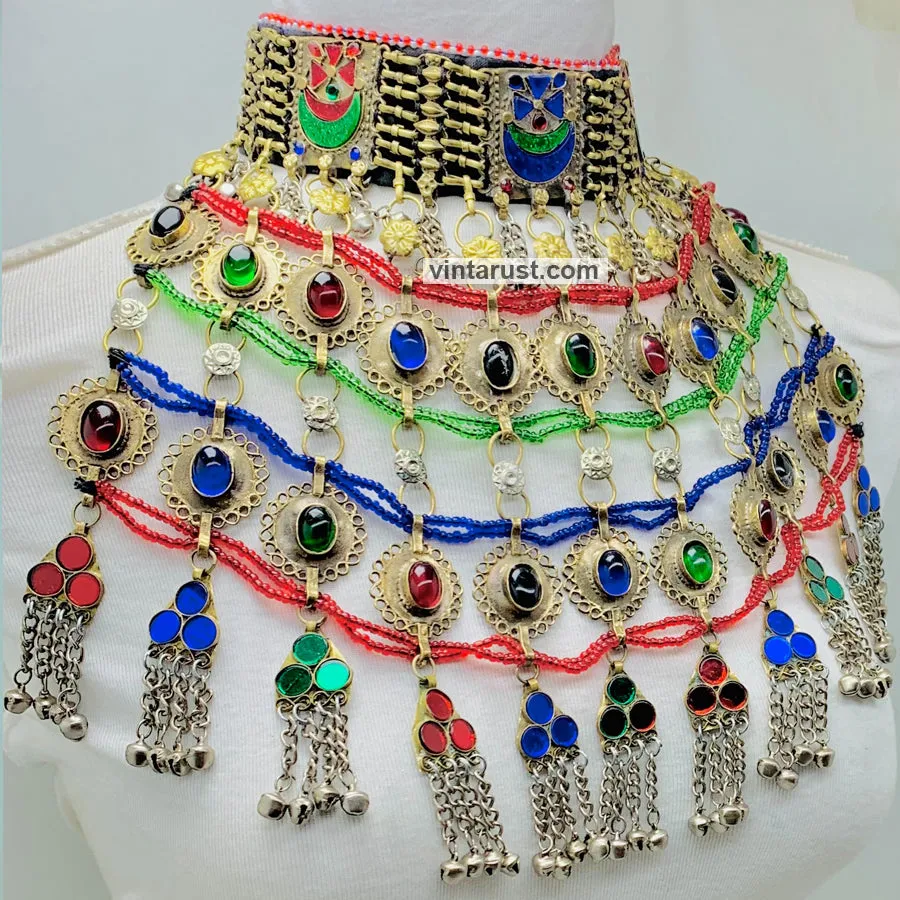 Antique Choker Necklace With Motifs and Tassels