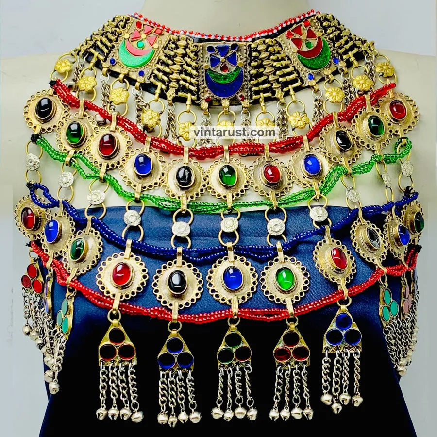 Antique Choker Necklace With Motifs and Tassels