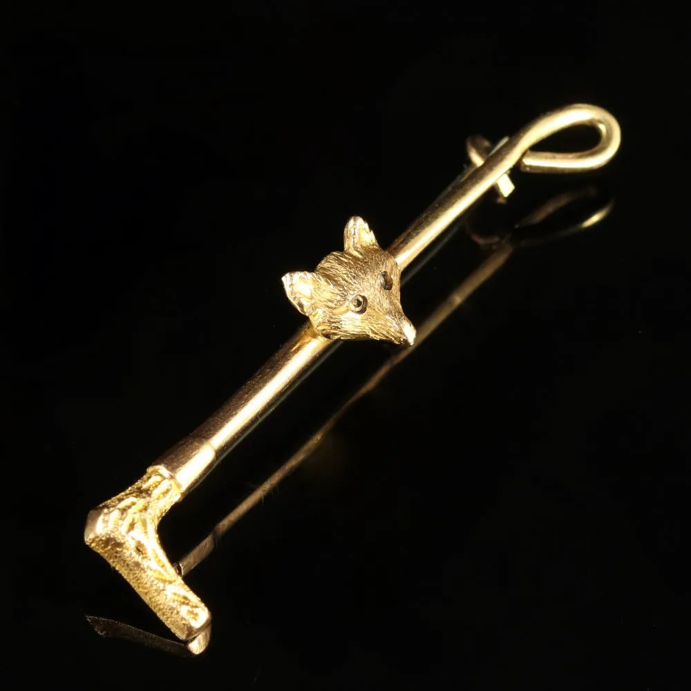 Antique Victorian Fox Brooch Hunting Riding Circa 1900