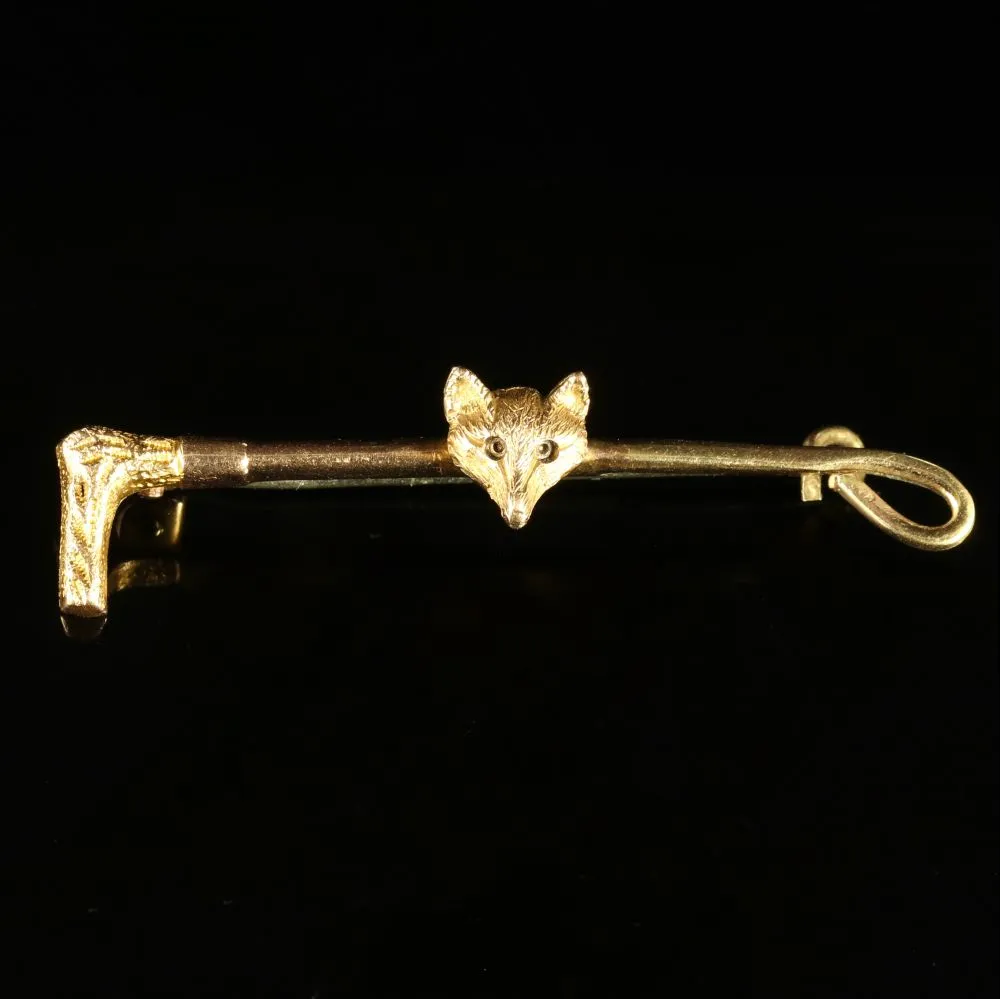 Antique Victorian Fox Brooch Hunting Riding Circa 1900