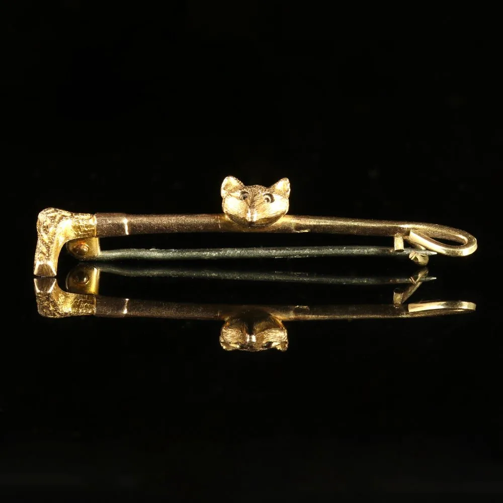 Antique Victorian Fox Brooch Hunting Riding Circa 1900