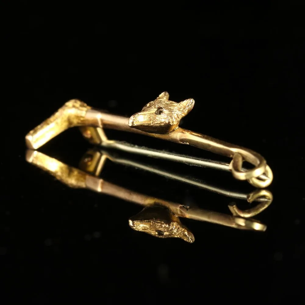 Antique Victorian Fox Brooch Hunting Riding Circa 1900