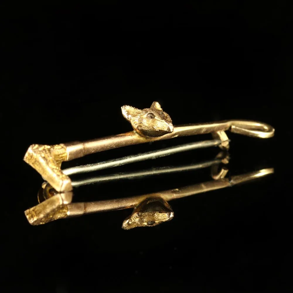 Antique Victorian Fox Brooch Hunting Riding Circa 1900