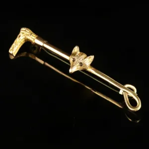 Antique Victorian Fox Brooch Hunting Riding Circa 1900
