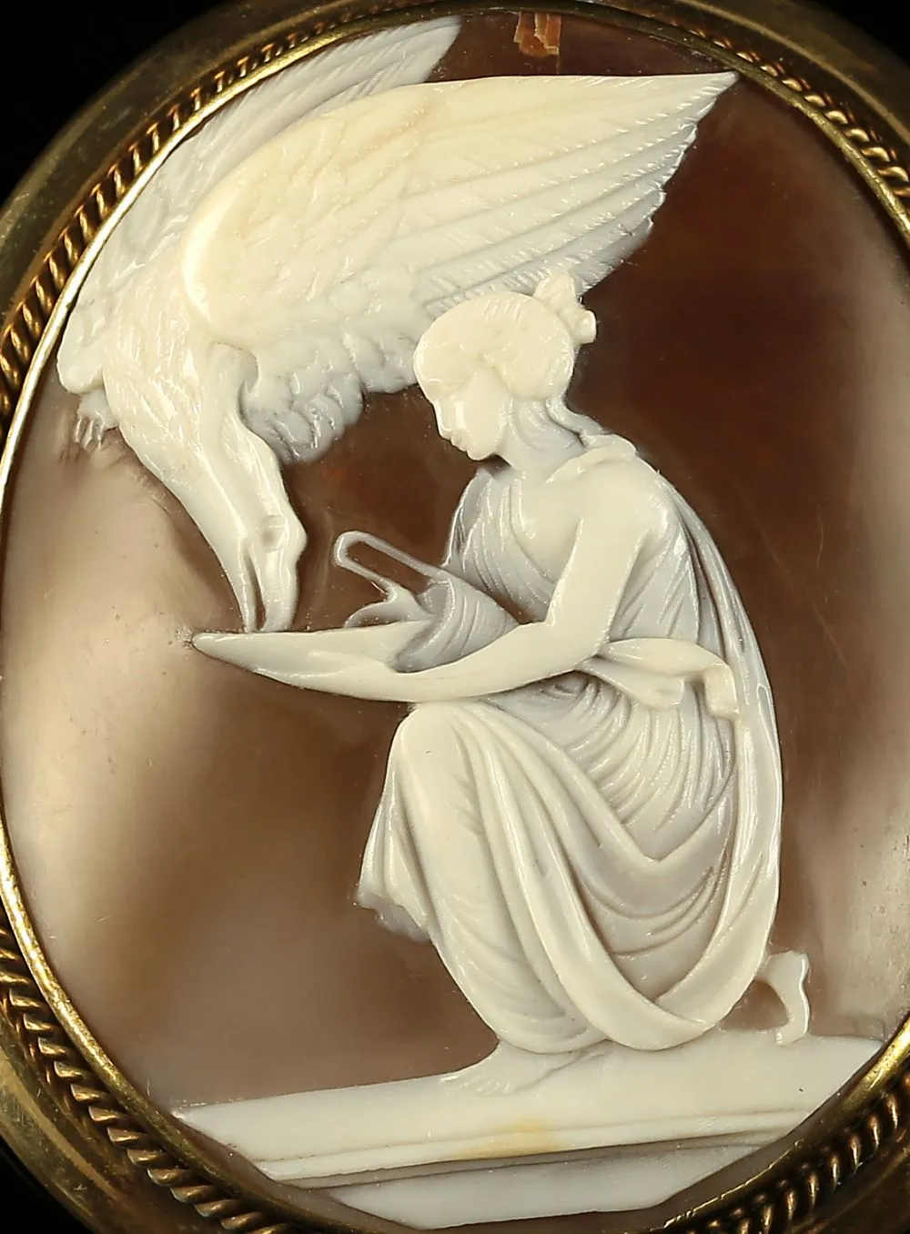 Antique Victorian Hebe Shell Cameo Brooch Gold Circa 1860