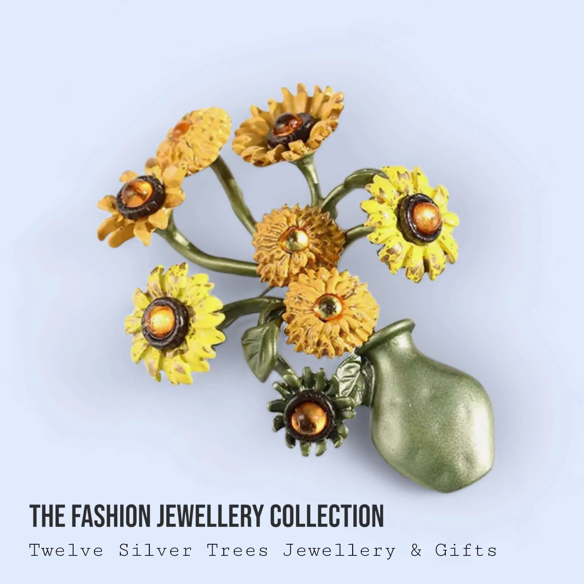 Art Inspired Enamel Sunflower Brooch