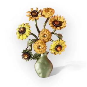 Art Inspired Enamel Sunflower Brooch